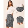 INSPIRE CHIC Women's Plaid Tweed High Waist Split Office Pencil Skirt - 2 of 4