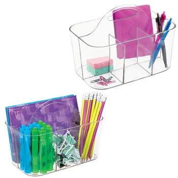 mDesign Small Plastic Caddy Tote for Desktop Office Supplies
