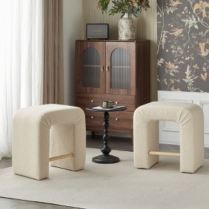 NicBex 24" Inverted U-Shaped Boucle Counter and Bar Stools,Modern Chic Stools for Living Room,Dining Chairs with Footrest,Set of 2 - 1 of 4