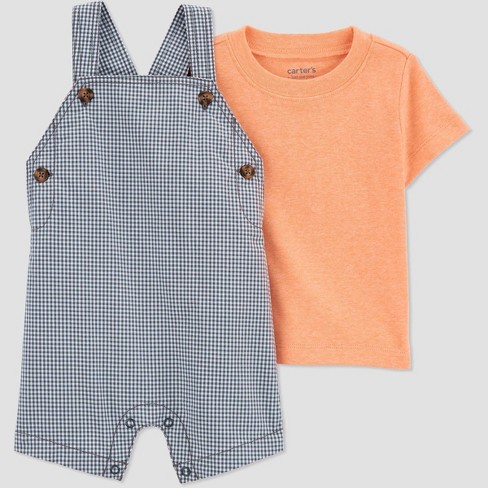 Carter's Just One You® Baby Boys' Gingham Overalls - Orange 3M