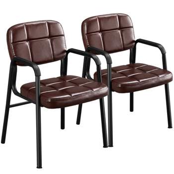 Yaheetech 2pcs Upholstered Office Reception Chairs with Armrest for Home & Office