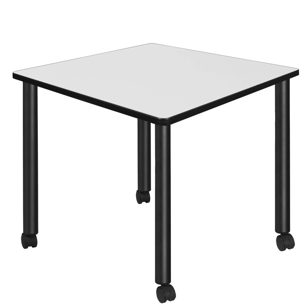 Photos - Dining Table 42" Medium Kee Square Breakroom  with Mobile Legs White/Black