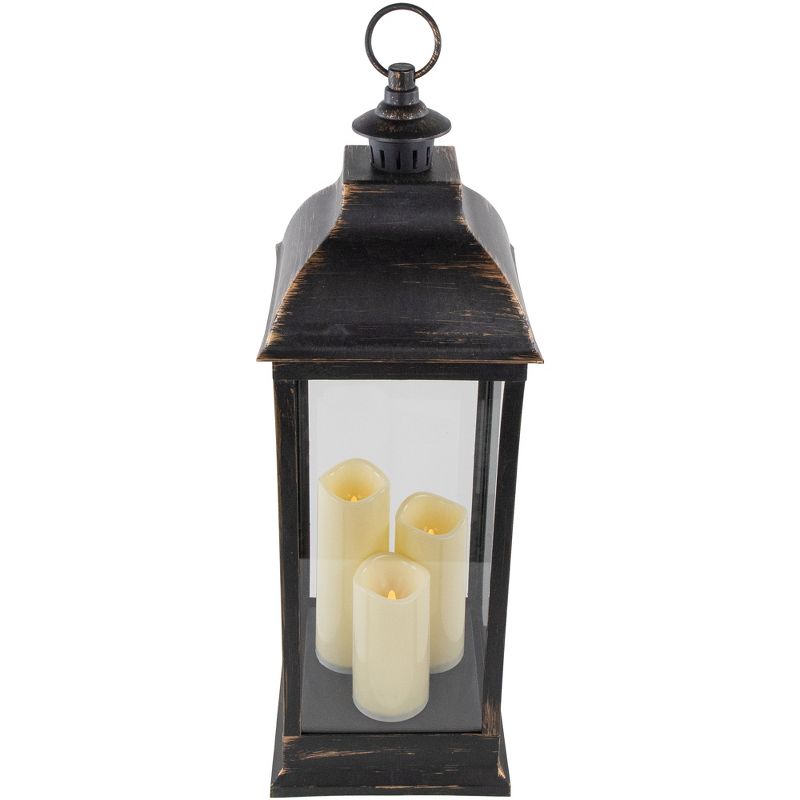 Northlight 28" Gold Brushed Black Lantern With Flameless LED Candles, 5 of 7