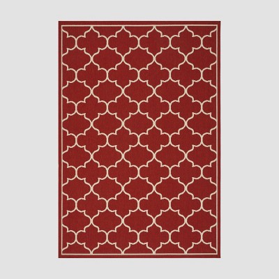 Thornhill Geometric Outdoor Rug Red/Ivory - Christopher Knight Home