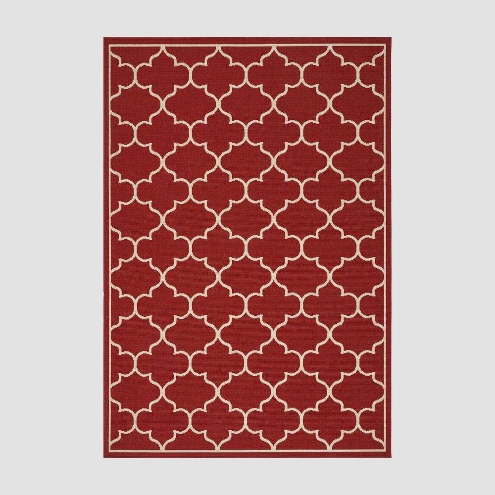  x 8' Thornhill Geometric Outdoor Rug Red/Ivory