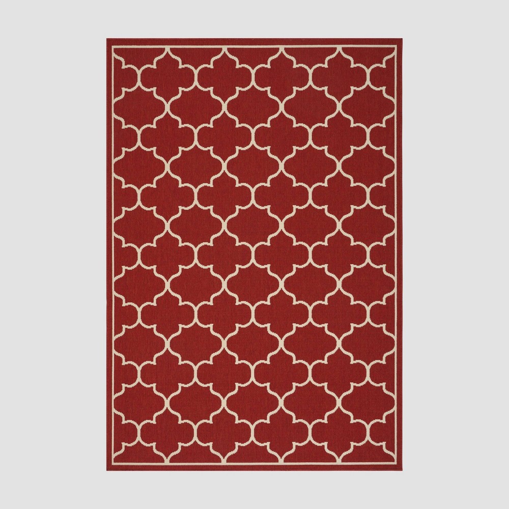 5' x 8' Thornhill Geometric Outdoor Rug Red/Ivory - Christopher Knight Home