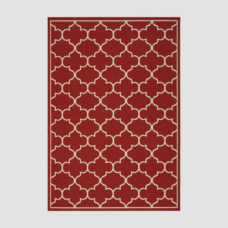 Thornhill Geometric Outdoor Rug Red/Ivory - Christopher Knight Home, 1 of 7