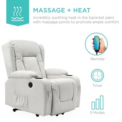 Best Choice Products Electric Power Lift Linen Recliner Massage Chair Furniture - Thumbnail 4