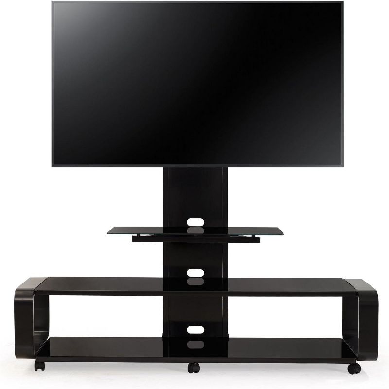 TransDeco Flat panel TV mounting system w/ 3 AV shelves for up to 85Inch plasma or LCD/LED TVs - Black, 2 of 3