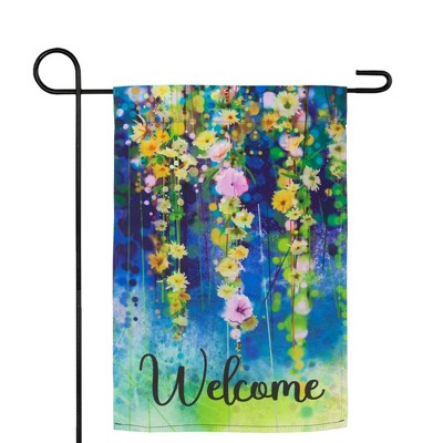 Vibrant Multicolor Floral Welcome Outdoor Garden Flag 18" x 12.5"