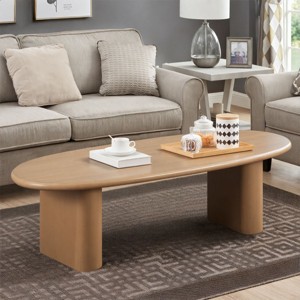 51" Oval Wood Coffee Table Tea Table Rustic Sofa Table Center Table For Living Room-Maison Boucle - 1 of 4