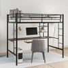 PAGED Twin Size Loft Bed Modern Metal Bed Frame with Desk, Guardrail and Stairs for Bedroom, No Spring Box Required - 2 of 4
