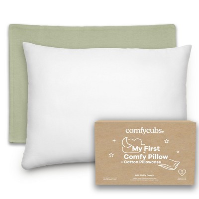 Toddler Pillow with Cotton Pillowcase, 13"x18", Kids Pillow for Sleeping by Comfy Cubs - 1 Pack