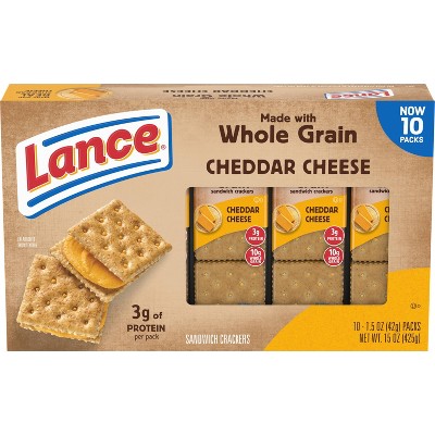 Photo 1 of 10 pack exp 01/04/2025----------Lance Whole Grain Cheddar Cheese Sandwich Crackers - 15oz