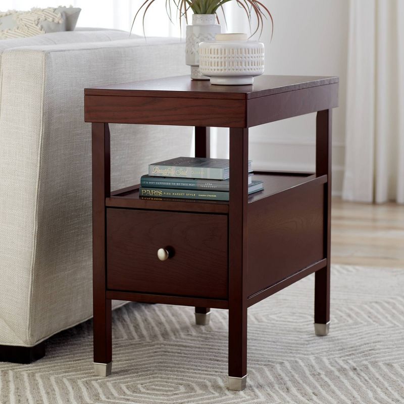Elm Lane Farmhouse Rustic Espresso Wood Rectangular Accent Side End Table 15 1/4" x 26 1/4" with Drawer Dark Brown for Spaces Living Room Bedroom, 2 of 10