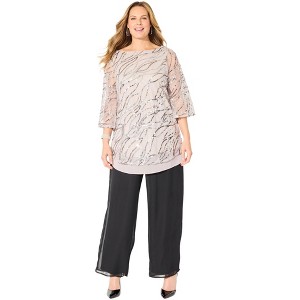 Catherines Women's Plus Size Petite Sequin Chiffon Duet Blouse - 1 of 4