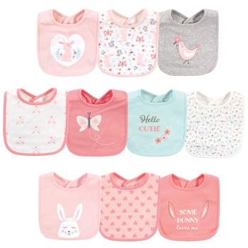Hudson Baby Infant Girl Cotton Bibs, Sweet Bunny, One Size