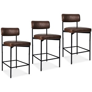 Best Choice Products Set of 3 Faux Leather Counter Stools for Kitchen Island and Dining w/ Metal Frame - 1 of 4