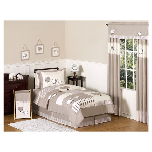 Brown White Little Lamb Comforter Set Twin Sweet Jojo