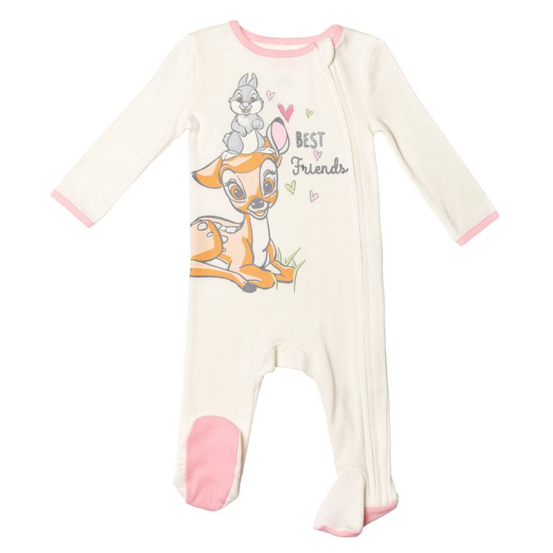 Disney The Aristocats Bambi Baby Girls 3 Pack Zip Up Sleep N' Play Coveralls Newborn to Infant, 2 of 9