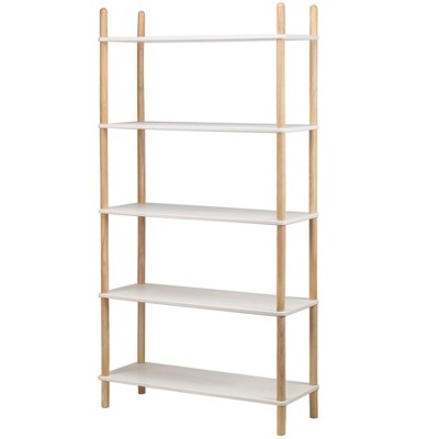 Nordlys 6-Tier White Pine Bookshelf Modern Design Style Living Room
