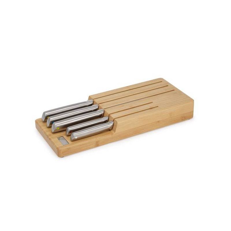 Joseph Joseph 5pc Elevate Steel Block Knife Set with In-drawer Bamboo Storage Tray Natural Wood, 1 of 11