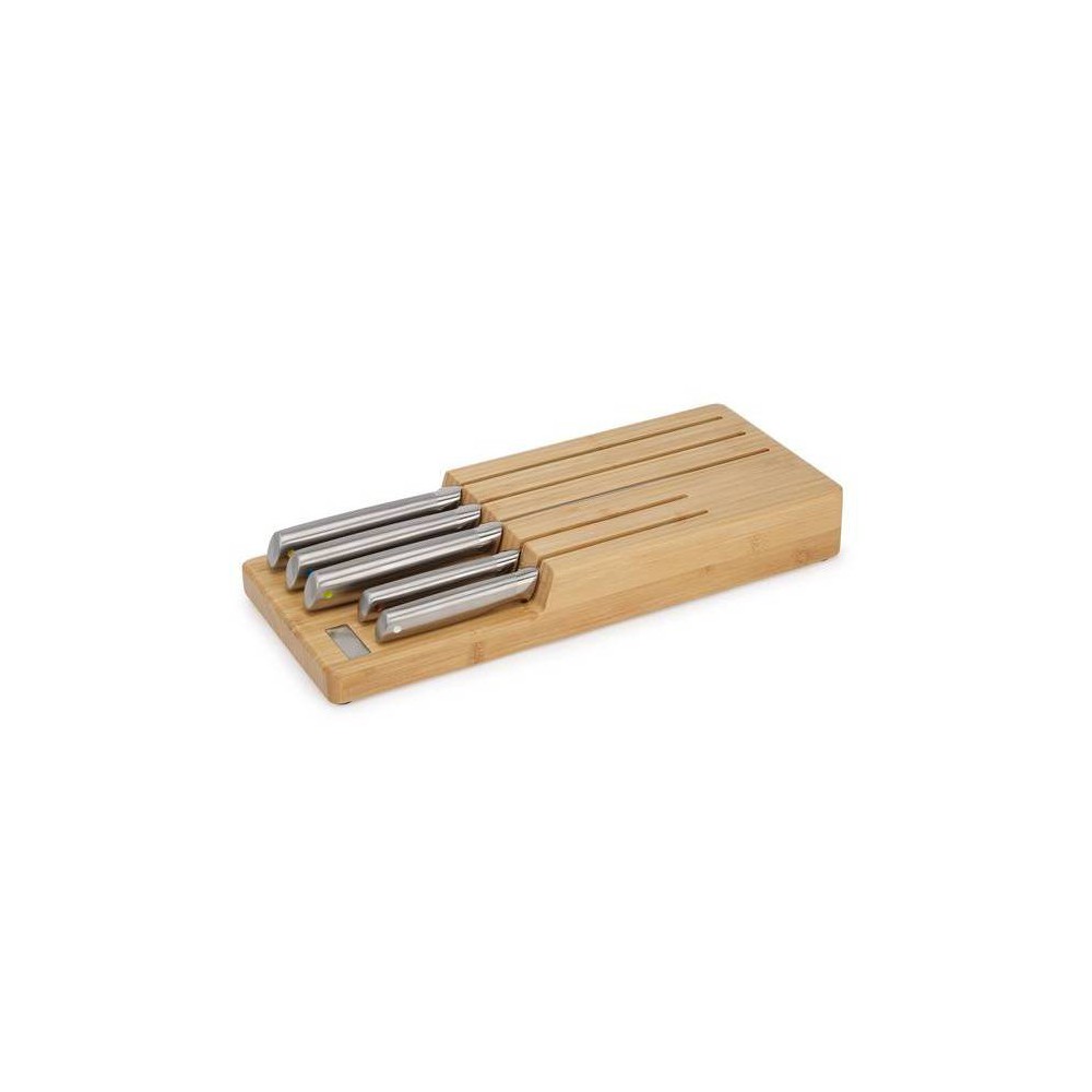 Joseph Joseph 5pc Elevate Steel Block Knife Set with In-drawer Bamboo Storage Tray Natural Wood