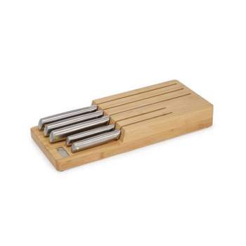 Joseph Joseph 5pc Elevate Steel Block Knife Set with In-drawer Bamboo Storage Tray Natural Wood
