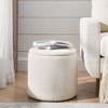 Grungis Chenille Storage Benches Set of 2,Upholstered Storage Ottoman with a Drum Shaped Small Stool,Ottoman Benches for Living Room,Bedroom - 4 of 4