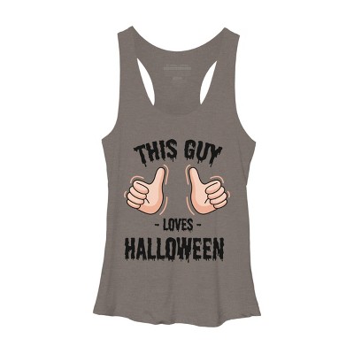 Women's Design By Humans This Guy Loves Halloween By MultimediaOne Racerback Tank Top