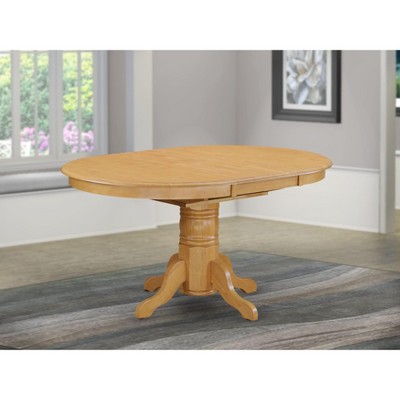 East West Furniture AVT-OAK-TP a Pedestal Oval Table with 18" Butterfly leaf, Oak