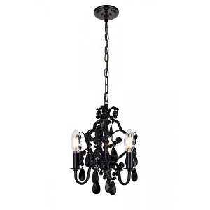 Elegant Lighting Karter Collection Pendant D9.5 H12.2 Lt:3 Polished Black Finish - 1 of 4