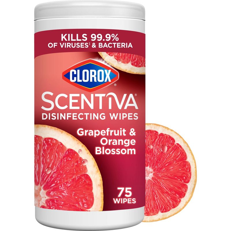 Clorox Scentiva Grapefruit &#38; Orange Blossom Disinfecting Wipes - 75ct, 1 of 17