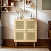 TIRAMISUBEST 4-Doors Rattan Mesh Storage Cabinet, Sideboard with Eight Storage Spaces, for Entryway, Living Room, Hallway - 3 of 4