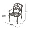 GDFStudio Alana Outdoor Cast Aluminum Dining Chairs with Scroll Design (Set of 2), Shiny Copper - 3 of 4