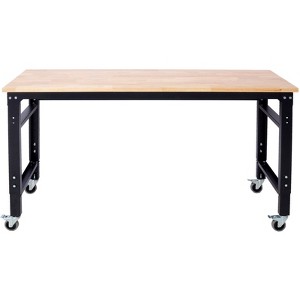 Okak 48/60IN Wide Office Desk with Adjustable Height, Standing Desk with Metal Wheels, Computer Desk for Living Room, Workshop, Office - 1 of 4