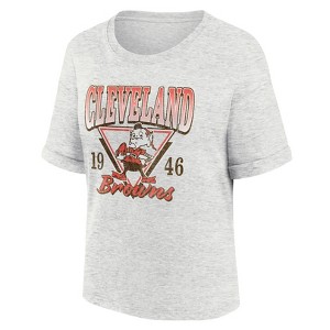 NFL Cleveland Browns Women's Oatmeal Heather Rolled Sleeve T-Shirt - 1 of 3
