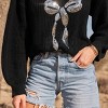 Women's Black Sequins Bow Long Sleeve Knit Top - Cupshe - 2 of 4