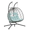 PAGED Indoor Outdoor PE Wicker Swing Chair with Foldable Design and Stand,2 Persons Egg Chair for Patio,Porch,Garden - 4 of 4