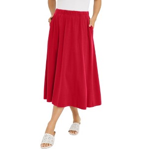 Jessica London Women's Plus Size Soft Ease Midi Skirt - 1 of 4