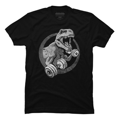 Men's Design By Humans T-Rex Can Lift Dumbells By Snazzygaz T-Shirt