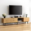 Modern TV Stand with 4 Cabinets & Open Shelves, LED Light Media Console for TVs up to 80'', Drop Down Door Entertainment Center for Living Room - 2 of 4