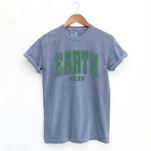 Simply Sage Market Women's Earth Day Varsity Short Sleeve Garment Dyed Tee - 1 of 2