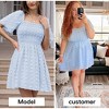 EXLURA Women's Summer Casual Square Neck Dresses Ruffle Short Sleeve Swiss Dot Flowy Mini Dress - 3 of 4
