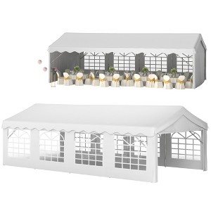 Outsunny 13' x 26' Large Outdoor Carport Canopy Party Tent with Removable Protective Sidewalls & Versatile Uses, White - 1 of 4