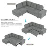 88.2"W L-Shaped Sectional Sofa Couch Upholstered Sofa Bed with Ample Storage Space, Two Cup Holders and Two USB Ports for Living Room - ModernLuxe - 3 of 4