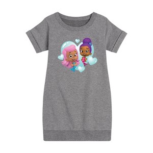 - Bubble Guppies - Molly And Zooli Heart Bubble Heart Graphic Short Sleeve Fleece Dress - 1 of 4