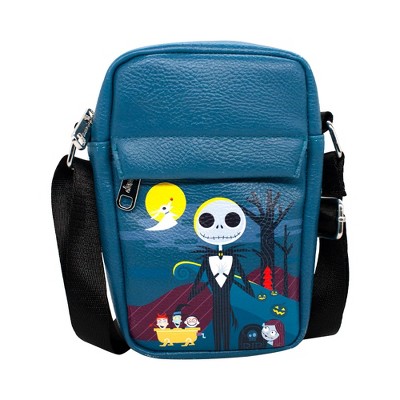 Disney Bag, Crossbody, The Nightmare Before Christmas, Jack Cemetery Scene, Blue, Vegan Leather