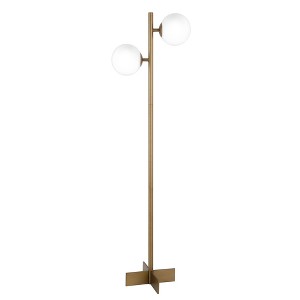 Hudson and Canal 2-Light Floor Lamp with Glass Shade Brass/White Milk - 1 of 4
