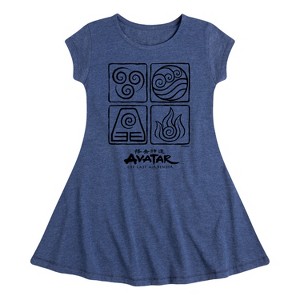 Girls' - Avatar: The Last Airbender - Four Elements Fit & Flair Cap Sleeve Dress - 1 of 4